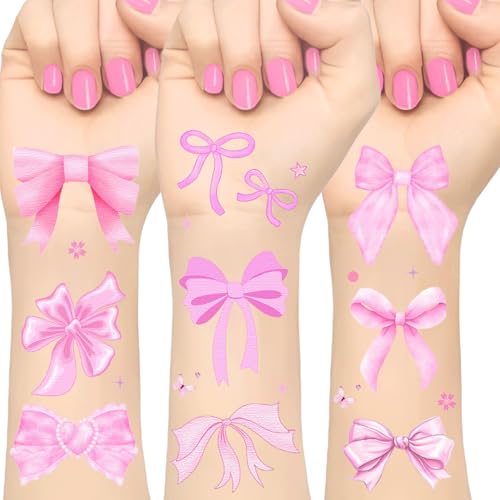 Pink Bow Temporary Tattoos 144PCS Party Favors