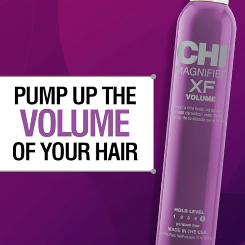 CHI Magnified Volume XF Finishing Hair Spray, Boosts Volume & Body For Maximum Fullness, Builds Resilience & Strength & Adds Shine, Extra Firm, 12 Oz