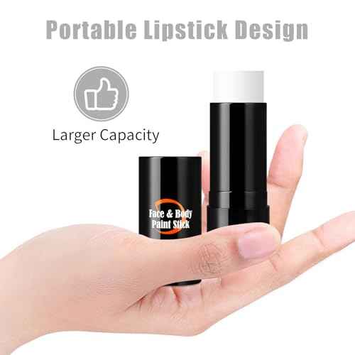 Clown White Face Paint Stick, Portable Eye Black Stick for Sports, Full-coverage Cream Face Paint for Halloween SFX Makeup Cosplay Joker Costume Parties, Cream Grease Sticks