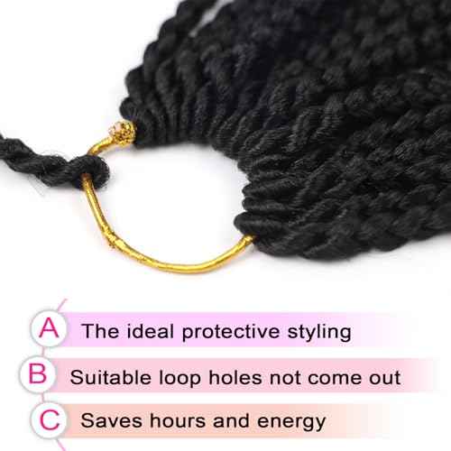 14 Inch Goddess Box Braids Crochet Hair New Short Crochet Braids for Black Women 7 Packs Pre Looped & Braided Micro Box Braid with Curly Ends for Daily - Easy Install Style & All Day Comfy (1B)