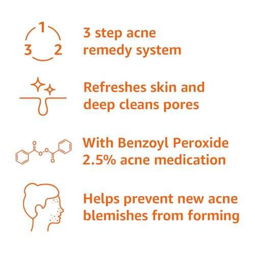Amazon Basics 3-Step Acne Remedy System Kit - Cleanser, Toner & Treatment