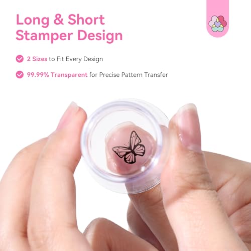 Saviland French Tip Nail Stamper Kit 4PCS Clear Silicone