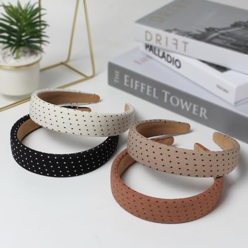 Polka Dot Headbands for Women, 4-Pack | Wide Fabric Hair Bands