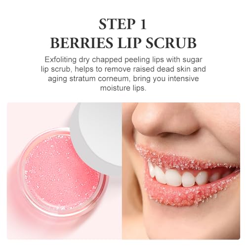 Strawberry Lip Scrub & Sleeping Mask Set - Sugar Exfoliator Kit