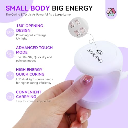 SAVILAND Quick-Dry Builder Gel Kit for Nails with UV Light & Tools