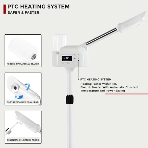 Professional Facial Steamer on Wheels with Touch Screen & Timer