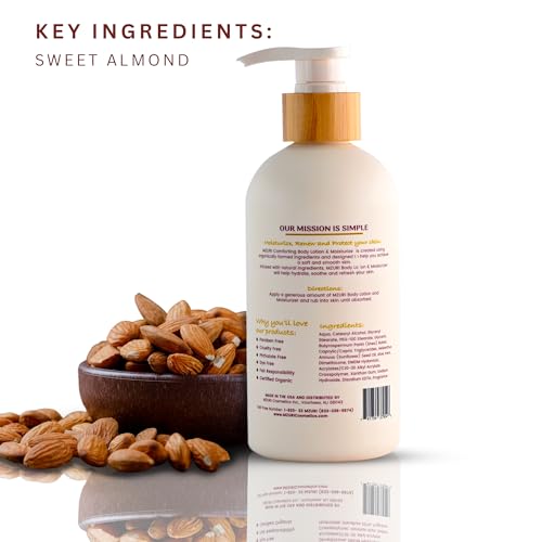 MZURI Body Lotion & Moisturizer ? Sweet Almond Oil | Lightweight, Fast-Absorbing Hydrating Body Lotion for Dry, Sensitive Skin | Paraben-Free Daily Body Care for Women & Men | 16 fl oz