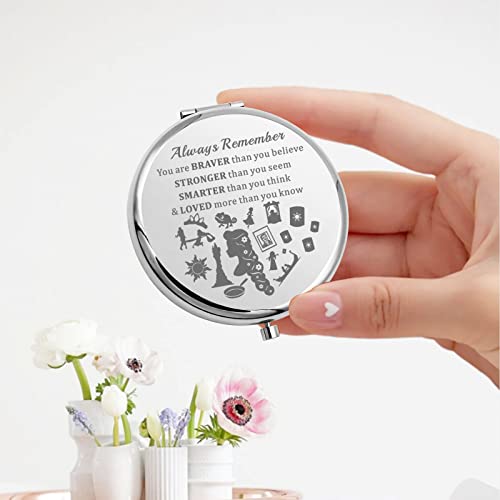 KEYCHIN Princess Sun Pocket Mirror Fairytale Fans Gift You are Braver Stronger Than You Think Compact Makeup Mirror (Rapunzel-S)