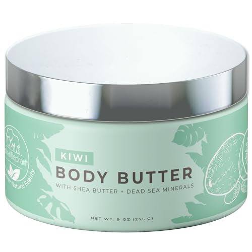 Natural Elephant Body Butter with Shea Butter, Dead Sea Minerals & Vitamin E - Luxurious Moisturizer, Hydrating Cream, Cruelty-Free, Paraben-Free, 9 oz (Kiwi)