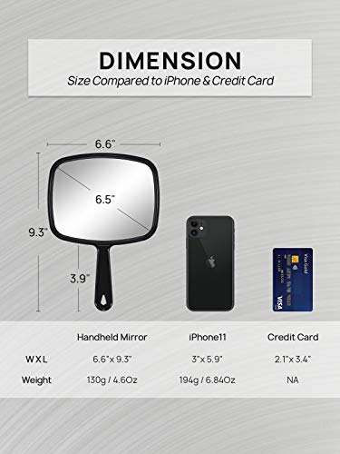OMIRO 9.3" Handheld Mirror with Handle, Black