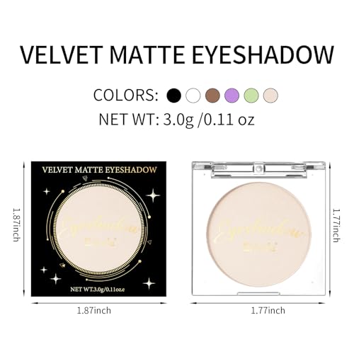Erinde Single Beige Matte Eyeshadow Palette, Velvet Eye Shadow Compact Powder Primer Base Makeup, Neutral Nudes Matte Pressed Powder Eye Shadow Palette, 06# Beige