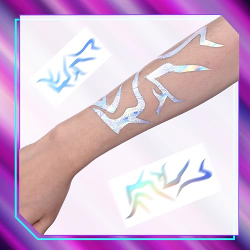 Kpop Holographic Temporary Tattoos - 20 Pcs Waterproof Cosplay Set