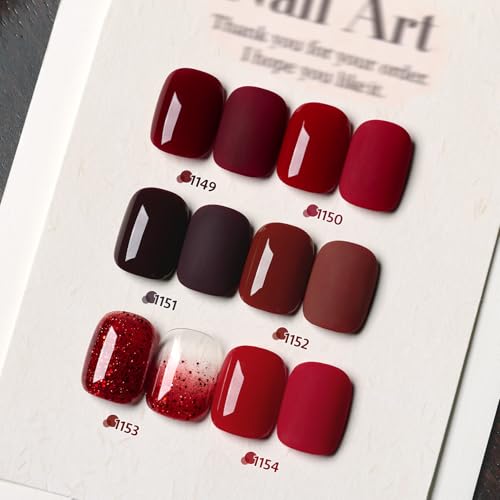 GAOY Burgundy Red Gel Nail Polish Set - 6 Long-Lasting UV Colors for Nail Art