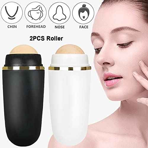 2 PCS Oil-absorbing Volcanic Face Roller Oil Control On The Go Oil Absorbing Volcanic Face Roller Facial Oil Blotting Tool Portable Reusable Instant Results Remove Excess Shine for Oily Skin
