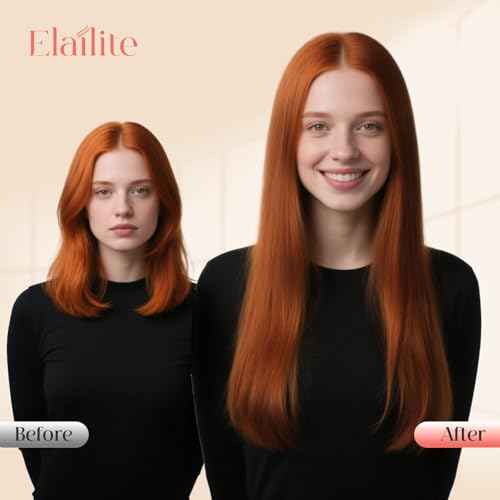 Elailite Clip in Hair Extensions Real Human Hair 3PCS Lace Weft Remy Hairpieces for Women 18 Inch 80g Dark Auburn
