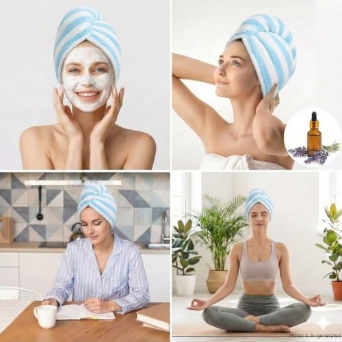 3 Pack Microfiber Hair Towel Wraps for Quick Drying & Anti-Frizz