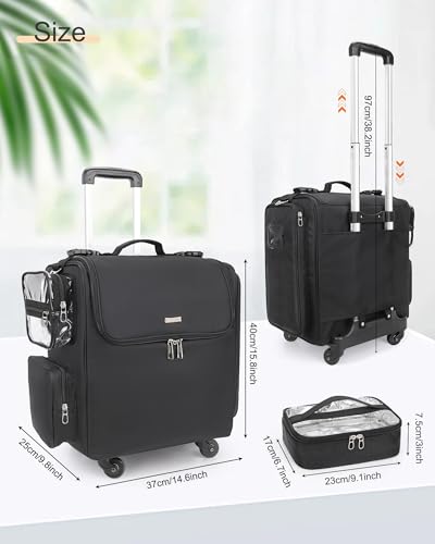 Relavel Rolling Makeup Train Case with 4 Wheels & Heat Insulation