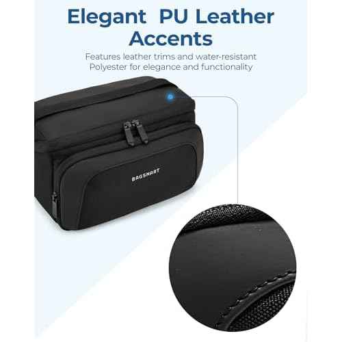 BAGSMART Toiletry Bag for Men, Wide Opening Travel Bag for Toiletries, Dopp Kit Water Resistant Shaving Hygiene Bag for Bathroom Shower, Toiletries Accessories,Travel Essentials-Black