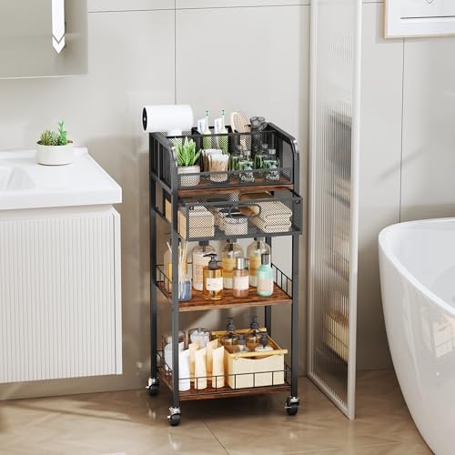 HapiRm 4-Tier Makeup Organizer with Drawer - Rolling Vanity Cart
