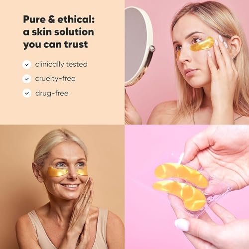 LE GUSHE Under Eye Mask & Under Eye Patches (10 Pairs) - Gold Eye Mask with Collagen & Amino Acid, Cooling Eye Care for Wrinkles, Puffy Eyes & Dark Circles, Brightening Skincare