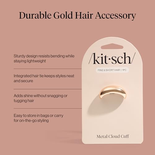 Kitsch Small Gold Hair Cuff – Metal Ponytail Holder with Integrated Elastic