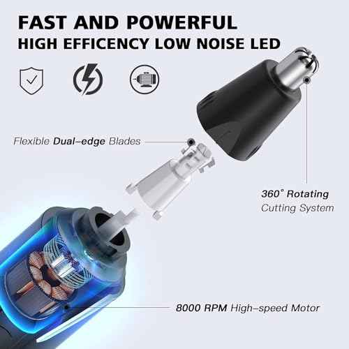 Nose Hair Trimmers for Men£¬Rechargeable Hair Trimmer 3 in 1 Painless Multifunctional Ear and Nose Hair Trimmer with IPX7 Waterproof Dual Edge Blades (Ink Black)