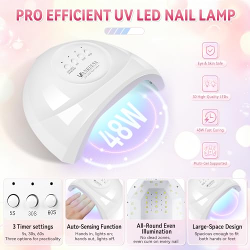 VANREESA 95-Piece Gel Nail Polish Kit with 48W UV Light and Electric Drill