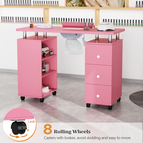OmySalon Electric Manicure Table w/ Dust Collector & Storage