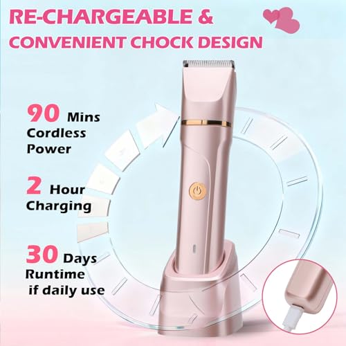 2 in 1 Electric Shaver for Women, Dry/Wet Use for Bikini, Armpit, Face & 12 Precision Areas, Rechargeable Purple Shaver with Detachable Head, Golden Purple