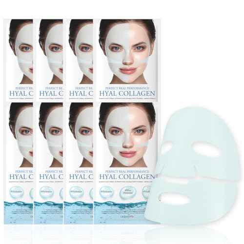 DERMAFIX HYALCOLLAGEN Hydrolyzed Collagen Face Masks, Moisturizing and Vitalizing, 23g each, Value Pack of 8