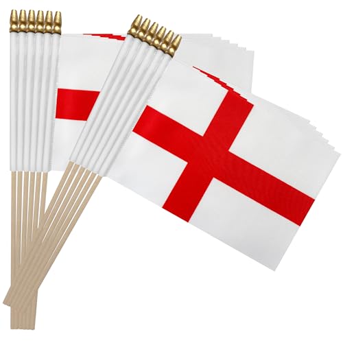 England Stick Flags 5x8 Inch, 12 Pack Hand Held