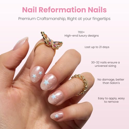 Star Gazing Nail Reformation Extra Short Round 32 Pcs - Press-On Nails