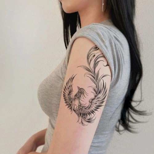 8 Sheets Waterproof Arm Body Art Temporary Tattoo Stickers Black Flying Dragon Phoenix