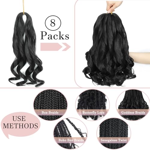 French Curl Braiding Hair 24 Inch 8 Pack Pre-Stretched Crochet