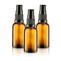 Amber Glass Pump Bottles 30ml (3-Pack) Refillable