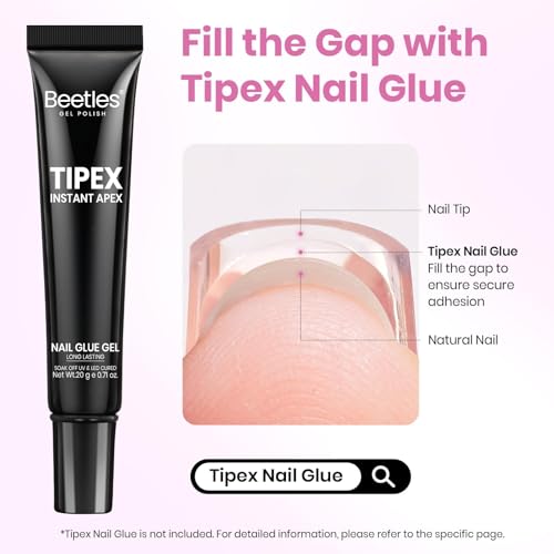 Beetles Tipex Instant Apex Nail Tips XL Square Clear 160pcs - Perfect for DIY Extensions