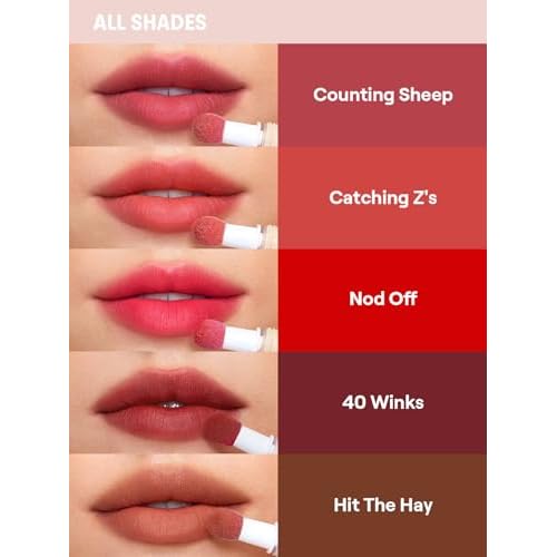 SHEGLAM Pout Pillow Cushion Lip Gloss Moisturizing Liquid Lipstick High Shine Finish Sponge Tip Applicator Non-Sticky Lip Glaze Party -Catching Z's