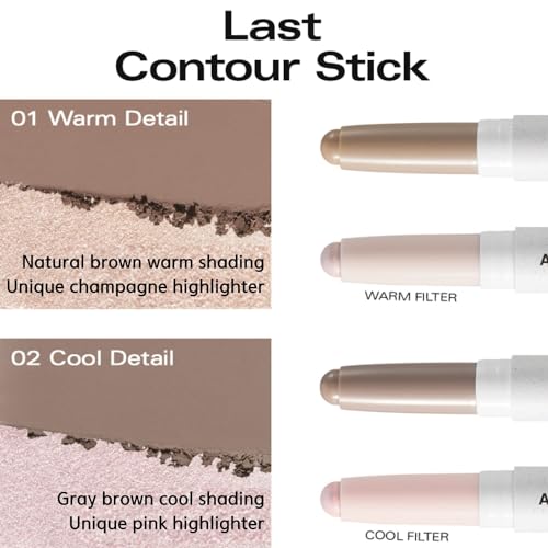 BBIA Last Contour Stick - Dual-Sided Contouring & Highlighting Duo Stick Easy Dual-Ended Natural Contour & Highlight Blendable Buildable Longlasting Korean Face Makeup (02 COOL DETAIL, Pack of 1)