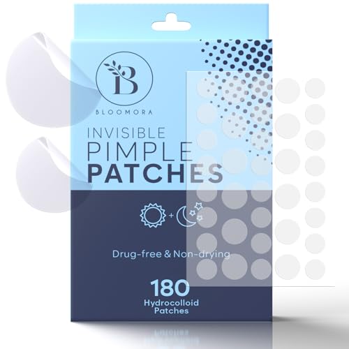 180 Count Hydrocolloid Pimple Patches for Face - Invisible Zit Stickers with S/L Sizes - Day & Night Skin Care