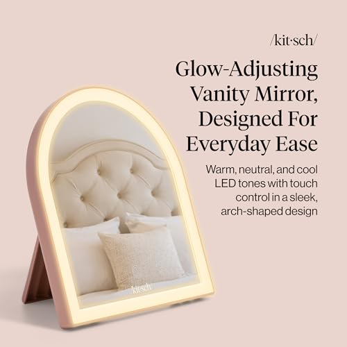 Kitsch Arch Rechargeable LED Desk Vanity Mirror with Lights - Terracotta