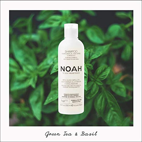 Noah Hair - 1.5 Purifying Shampoo with Green Tea and Basil - Organic Shampoo - With Green Tea Extract and Essential Oils– Natural Shampoo - Dandruff Shampoo - Hair Care for Natural Beauty - 8.5 fl.oz