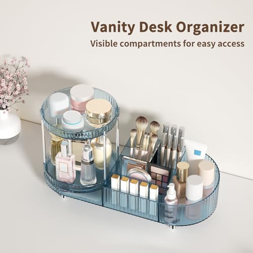Rotating Makeup Organizer with 360 Silent Design & 5 Compartments
