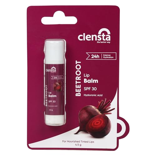 Clensta Beetroot Tinted Lip Balm | SPF 30 with Hyaluronic Acid | 24 Hour Hydration | Nourishing Lip Tint | Moisturizing Lip Balm for Dry & Cracked Lips | 0.16 Oz/4.5g