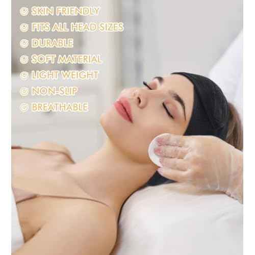 SINLAND Spa Headband for Women Ultra Soft Adjustable Makeup Hair Band with Magic Tape, Stretch Head Wrap for Bath, Shower, Facial Mask, Yoga