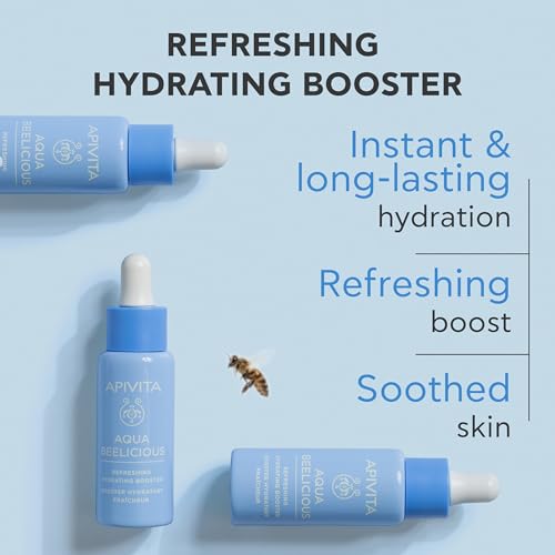 APIVITA Aqua Beelicious Hydrating Booster Serum | Hydrating, Soothing & Replenishing with Propolis, Honey, Hyaluronic Acid, Prebiotics & Flowers, 30 mL / 1 oz