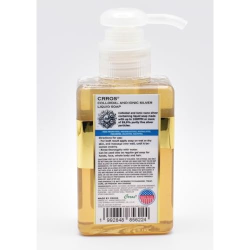 colloidal silver soap natural glycerin soap liquid skin cleanser for hands face body wash extra strenght sulfate SLS SLES parabens phthalates free soft fresh scent nanosilver gel with pump Made in USA