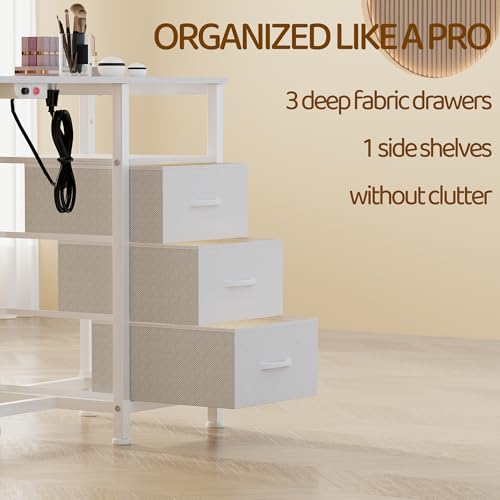 LIVEHOM Manicure Table with Dust Collector & 3 Drawers