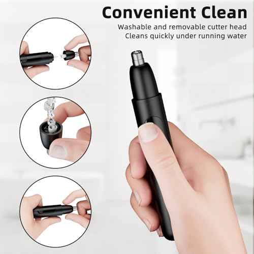 Smity Ear and Nose Hair Trimmer Professional Painless Eyebrow Trimmer for Men and Women Battery-Operated Dual-Edge Blades Built-in LED Light