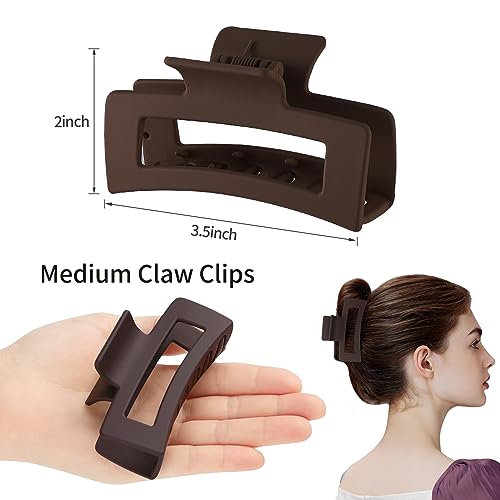 Sisiaipu Medium Hair Claw Clips 6-Pack, 3.5 Inch Non-Slip Hair Accessories for Women & Girls