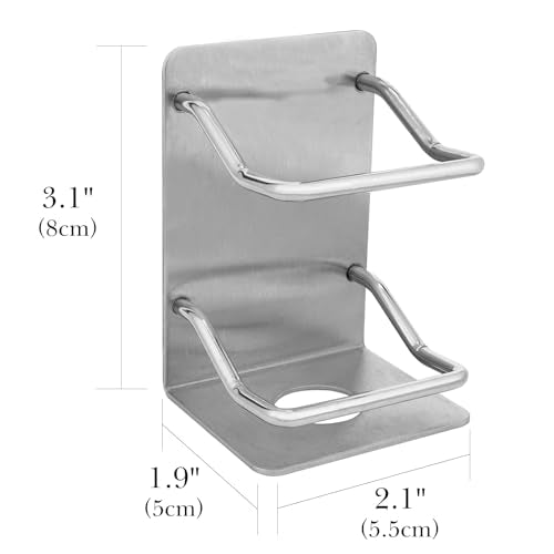 Linkidea 2 Packs Stainless Steel Electric Razor Holder, Men's Electric Shaver Holder for Shower, Bathroom Shaver Organizer Compatible with Braun Series 5, Philips Series 2400, 5000x, 9000 (Silver)